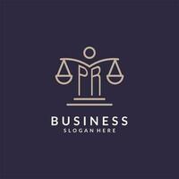 PR initials combined with the scales of justice icon, design inspiration for law firms in a modern and luxurious style vector