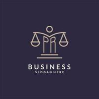 PR initials combined with the scales of justice icon, design inspiration for law firms in a modern and luxurious style vector