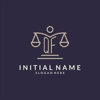 QF initials combined with the scales of justice icon, design inspiration for law firms in a modern and luxurious style vector