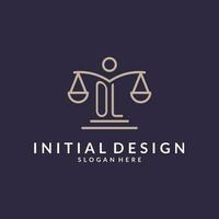 OL initials combined with the scales of justice icon, design inspiration for law firms in a modern and luxurious style vector