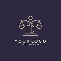 PB initials combined with the scales of justice icon, design inspiration for law firms in a modern and luxurious style vector