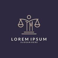 TM initials combined with the scales of justice icon, design inspiration for law firms in a modern and luxurious style vector