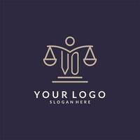 VO initials combined with the scales of justice icon, design inspiration for law firms in a modern and luxurious style vector