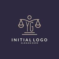 YG initials combined with the scales of justice icon, design inspiration for law firms in a modern and luxurious style vector
