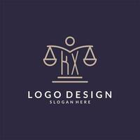 KX initials combined with the scales of justice icon, design inspiration for law firms in a modern and luxurious style vector