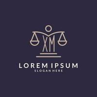 XM initials combined with the scales of justice icon, design inspiration for law firms in a modern and luxurious style vector