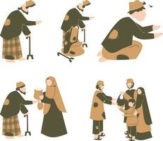conjunto de gente. medieval personas caracteres colocar, hombres y mujer en tradicional ropa vector ilustración