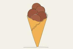 A chocolate ice cream cone vector