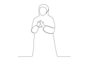 A female pilgrim praying vector