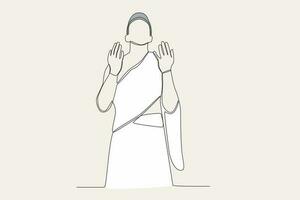 Color illustration of a pilgrim praying vector