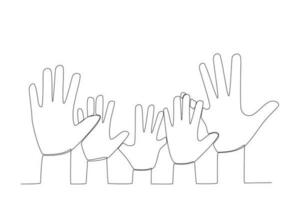 Hands raised a population day concept vector