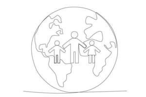 Earth and three people vector