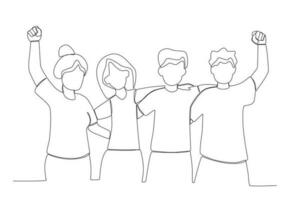 Group of happy people embracing each other vector