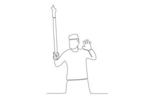 A man carrying a torch while waving vector