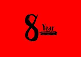 8 Years Anniversary Celebration logo on red background, 8 number logo design, 8th Birthday Logo,  logotype Anniversary, Vector Anniversary For Celebration, poster, Invitation Card