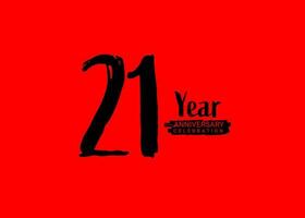 21 Years Anniversary Celebration logo on red background, 21 number logo design, 21th Birthday Logo,  logotype Anniversary, Vector Anniversary For Celebration, poster, Invitation Card