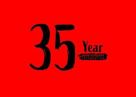 35 Years Anniversary Celebration logo on red background, 35 number logo design, 35th Birthday Logo,  logotype Anniversary, Vector Anniversary For Celebration, poster, Invitation Card