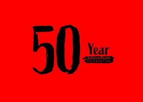 50 Years Anniversary Celebration logo on red background, 50 number logo design, 50th Birthday Logo,  logotype Anniversary, Vector Anniversary For Celebration, poster, Invitation Card