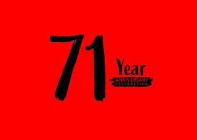 71 Years Anniversary Celebration logo on red background, 71 number logo design,71th Birthday Logo,  logotype Anniversary, Vector Anniversary For Celebration, poster, Invitation Card