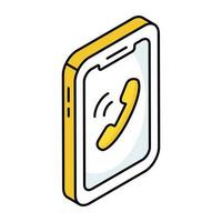 A colored design icon of mobile incoming call vector