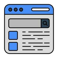 Flat outline design icon of search box vector