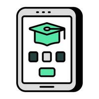 Mortarboard inside smartphone, icon of mobile education vector