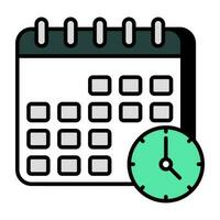 Clock with calendar, icon of timetable vector