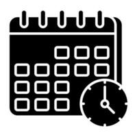Clock with calendar, icon of timetable vector