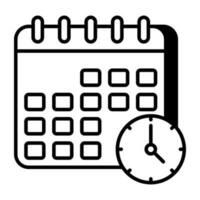 Clock with calendar, icon of timetable vector