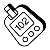 Sugar test machine icon, linear design of glucometer vector