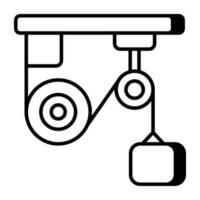 A linear design icon of pulley vector