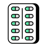 An editable design icon of pills strip vector