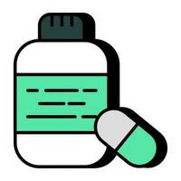un icono de diseño único de botella de pastillas vector