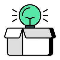 Light bulb with carton, icon of creative box vector