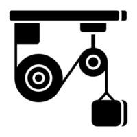 A flat design icon of pulley vector