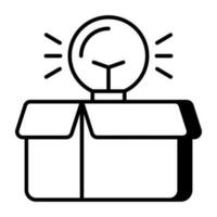 Light bulb with carton, icon of creative box vector