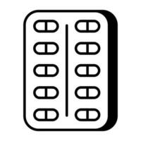 An editable design icon of pills strip vector