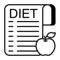 Conceptual linear design icon of diet chart vector