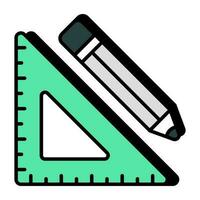 Icon of stationery, pencil with scale vector