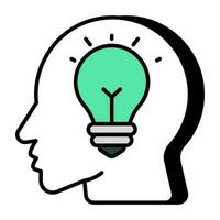 Person with lightbulb, flat design of creative thinking vector