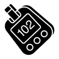 Sugar test machine icon, solid design of glucometer vector
