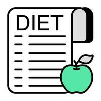 Conceptual flat design icon of diet chart vector