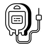 Sugar test machine icon, linear design of glucometer vector
