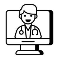 A unique design icon of online doctor vector