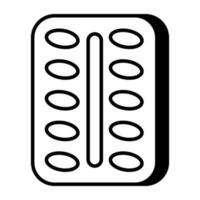 An editable design icon of pills strip vector