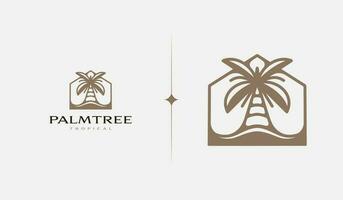 Beach Resort Palm Tree monoline. Universal creative premium symbol. Vector sign icon logo template. Vector illustration