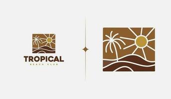 Beach Resort Palm Tree monoline. Universal creative premium symbol. Vector sign icon logo template. Vector illustration