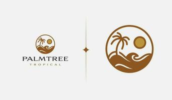 Beach Resort Palm Tree monoline. Universal creative premium symbol. Vector sign icon logo template. Vector illustration