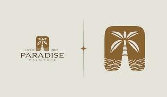 Palm Tree Summer Tropical Logo. Universal creative premium symbol. Vector sign icon logo template. Vector illustration