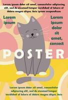 Poster, banner template design with cute cat and text. Typography. vector